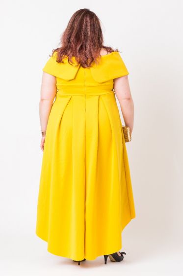 BARDOT PROM DRESS- MUSTARD